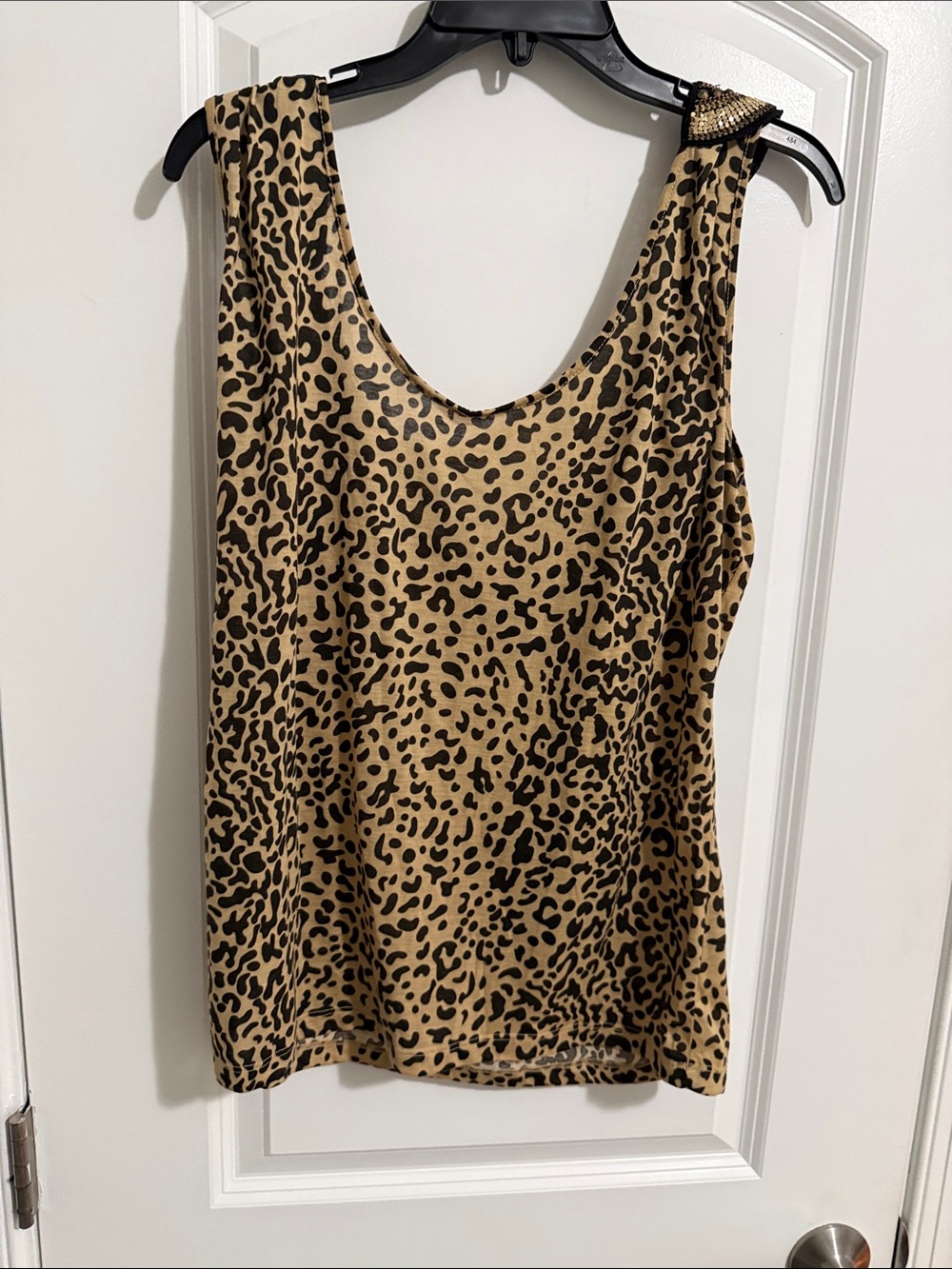 Kardashian Kollection Leopard Print Tank Top - Tan & Black